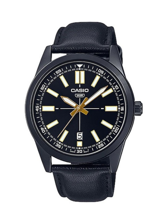 Casio Watch Battery with Black Leather Strap