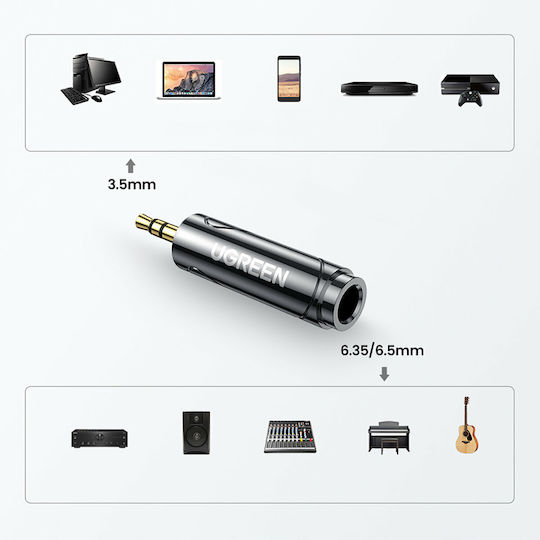 Ugreen Converter 3.5mm male to 6.3mm female Gray 1pcs 60711