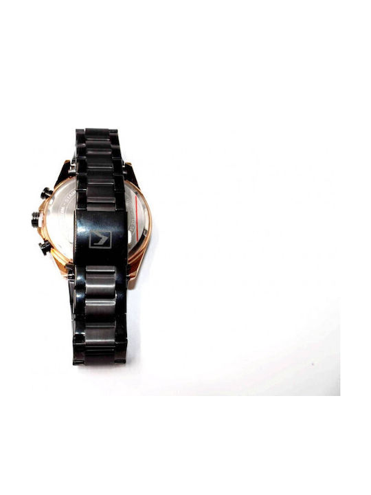 Curren Men's Watch 47mm Chronograph Battery with Metal Bracelet Black / Rose Gold