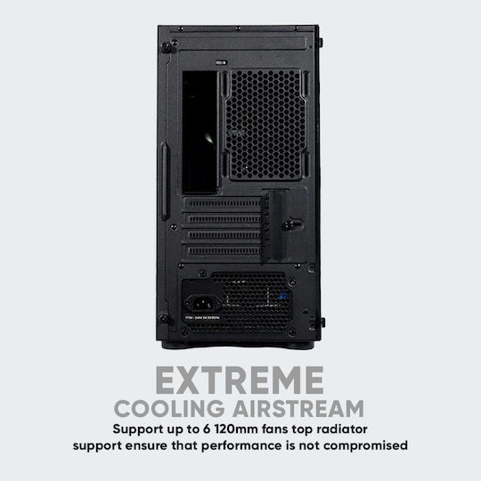 Armaggeddon Tron Holo 3 Gaming Midi Tower Κουτί Υπολογιστή με Πλαϊνό Παράθυρο και RGB Φωτισμό Μαύρο