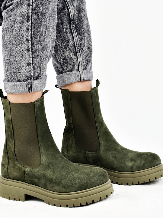 Suede Women's Chelsea Boots Khaki