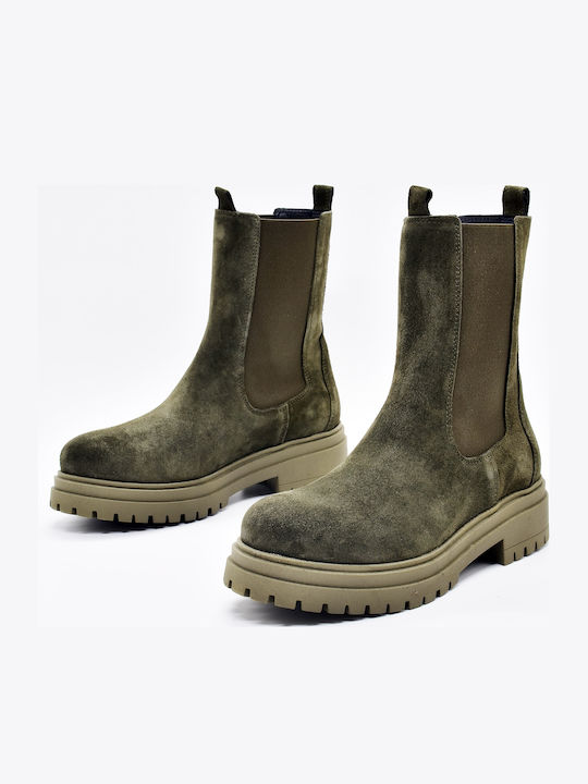 Suede Women's Chelsea Boots Khaki