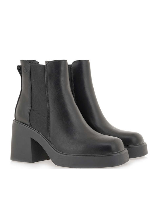 Damen Chelsea Stiefeletten mit hohem Absatz Schwarz