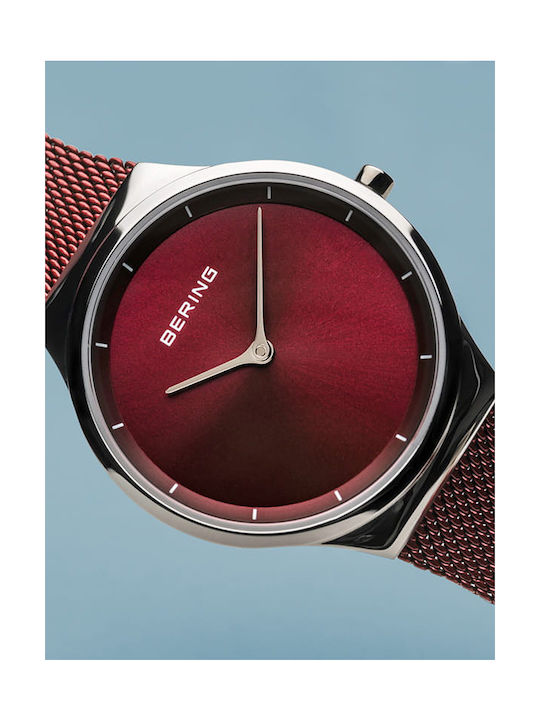 Bering Time Classic Watch with Red Metal Bracelet