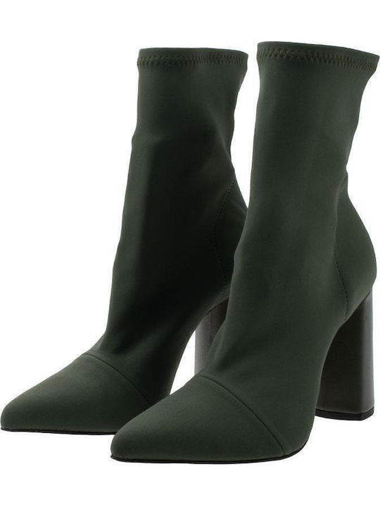Women's Ankle Boots with High Heel Khaki