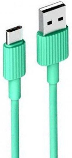 XO NB156 USB 2.0 Cable USB-C male - USB-A Πράσινο 1m 16.005.0106