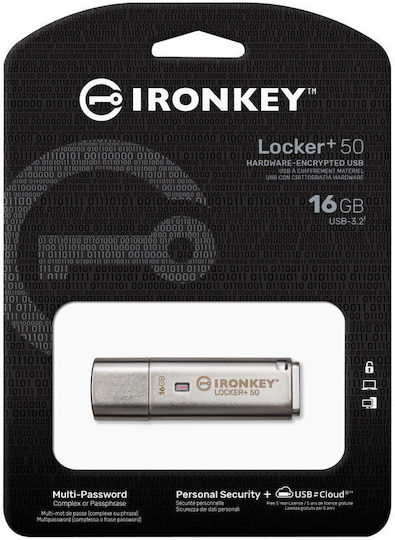 Kingston IronKey Locker+ 50 16GB USB 3.2 Стик Сребрист