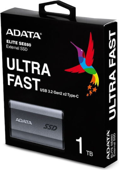 Adata Elite SE880 USB-C Външен SSD 1000ГБ 2.5" Сив