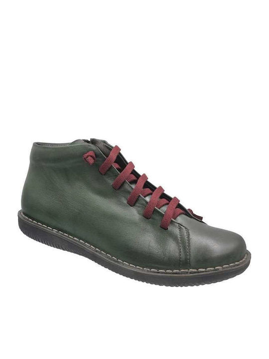 Leather Women's Ankle Boots Khaki