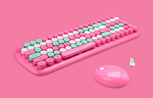 MOFII Candy XR Kabellos Tastatur & Maus Set Englisch US Rosa