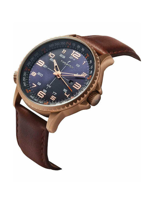 Thorton Kalf Watch Battery with Brown Leather Strap