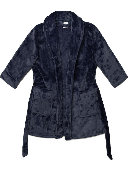 Minerva Kinder Bademantel Winterlich Marineblau