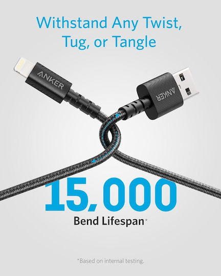 Anker Powerline Select+ Braided USB to Lightning Cable Μαύρο 1.8m (A8013H12)