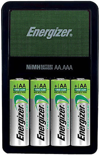 Energizer 4-Slot Ni-MH Battery Charger Size AA/AAA Silver