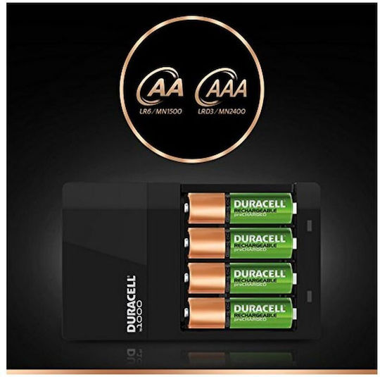 Duracell CEF14 Charger 4 Batteries Ni-MH Size AA/AAA Set with 2x AA 1300mAh + 2x AAA 1700mAh