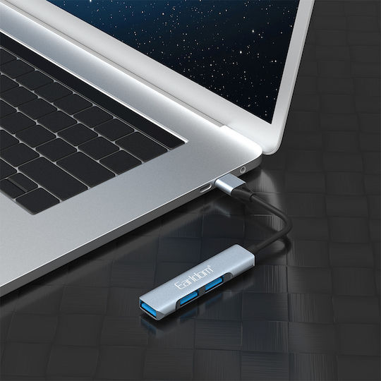 Earldom Hub 3 Θυρών USB 2.0 με σύνδεση USB-A Ασημί