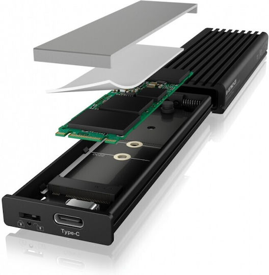 Icy Box Hard Drive Case M.2 SATA III / PCI-Express NVME with connection USB 3.2 Type-C in Schwarz color