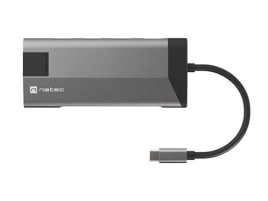 Natec Fowler Plus USB-C Stație de andocare cu HDMI 4K Ethernet Gri