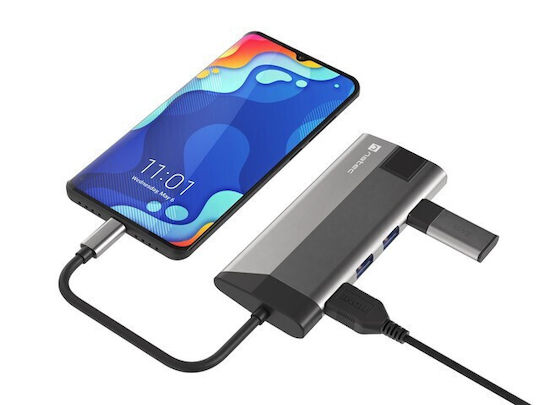 Natec Fowler Plus USB-C Stație de andocare cu HDMI 4K Ethernet Gri