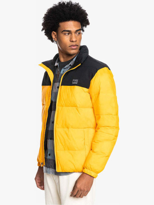 Wolf Shoulder Colourblock Winter Jacket Puffer Yellow