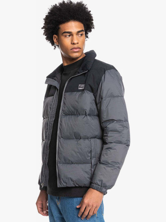 Wolf Shoulder Colourblock Winter Jacket Puffer Gray