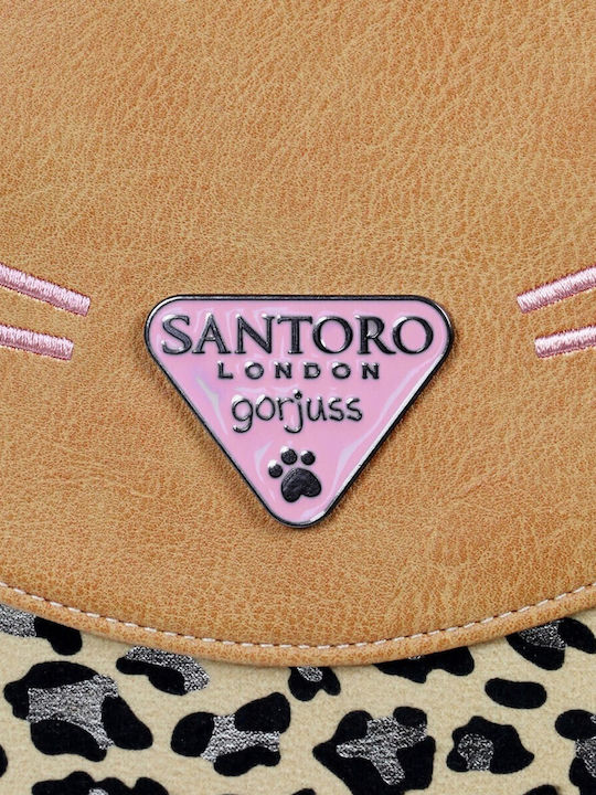 Santoro Rucksack Wild Purrrrrfect Love Παιδική Τσάντα Πλάτης Καφέ 25.5x26.5x10εκ.