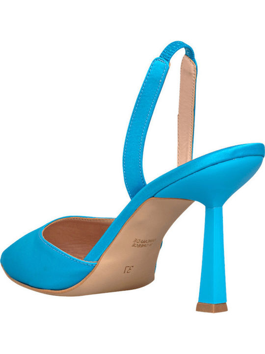 Spitze Pumps mit Türkis Absatzhöhe