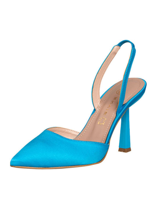 Spitze Pumps mit Türkis Absatzhöhe