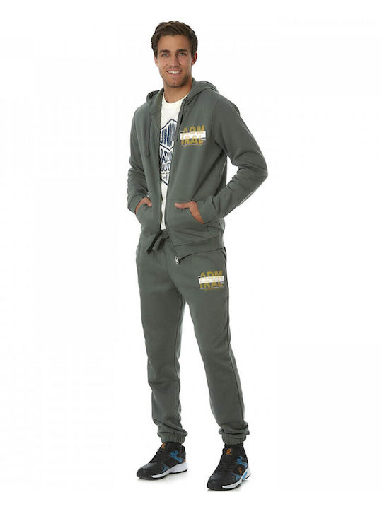 Men's Sweatshirt with Hood Balsam Green and York Yellow