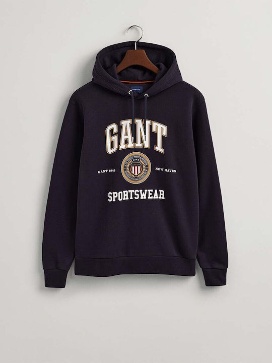 Crest Shield Sweatshirt with Hood Navy Blue