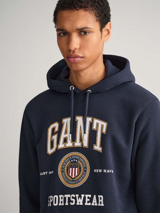 Crest Shield Sweatshirt with Hood Navy Blue