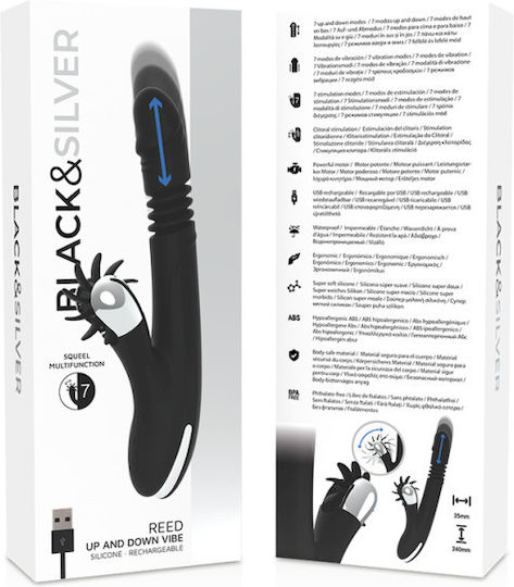 Dream Love Black & Silver Bunny Reed Vibrator Kaninchen 24cm Black