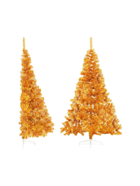 Τεχνητό Μισό Christmas Wall Gold Tree with Metallic Base H210cm