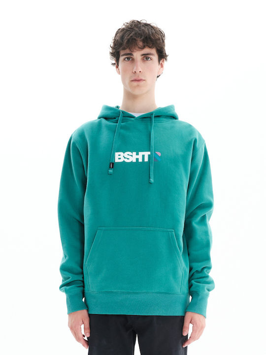 Basehit Men's Sweatshirt with Hood and Pockets Dusty Turquoise