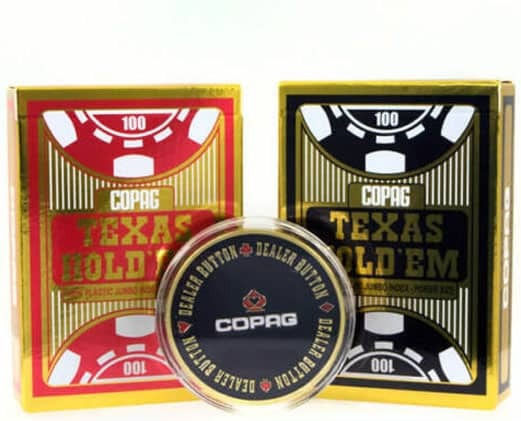 Cartamundi Texas Hold'Em Σετ Τράπουλα 2τμχ Πλαστικοποιημένη Μαύρη/Κόκκινη