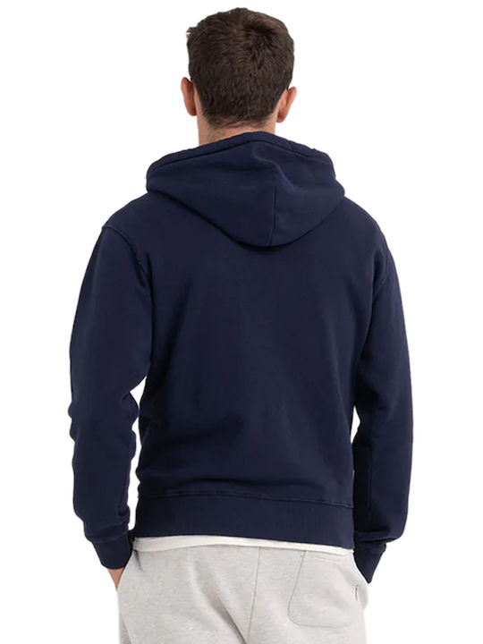 Franklin & Marshall Men's Sweatshirt Jacket with Hood and Pockets Navy Blue