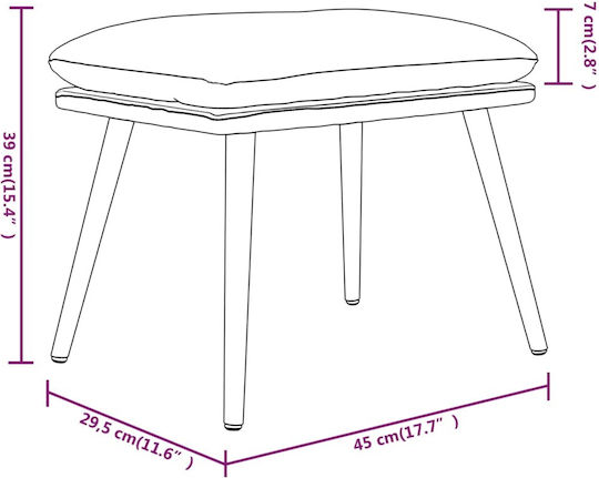 Stool Footstool Upholstered with Fabric Black 45x29.5x39cm