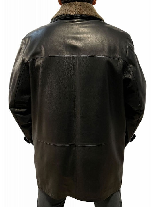 ALPHA MEN'S LEATHER JACKET BLACK