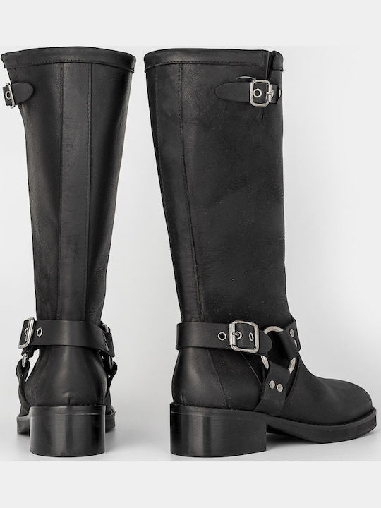 Leder Damenstiefel Schwarz