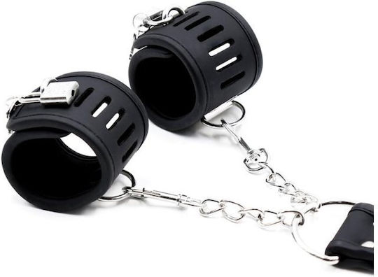 IntoYou Black Shadow Collar with Handcuffs Neck & Limb Restraint Set Vegan Leather in Black Color