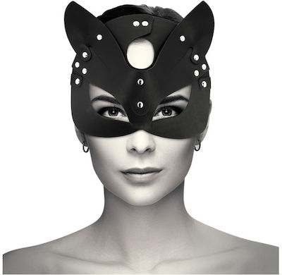 Coquette Vegan Leather Mask with Cat Ears BDSM Маска в Черно Цвят