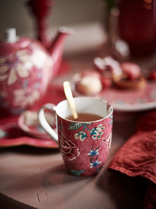 PiP Studio Flower Festival Τουρτιέρα από Πορσελάνη με Πόδι Ροζ 21x21εκ.
