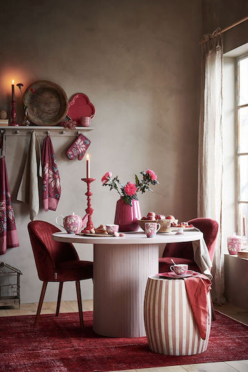 PiP Studio Flower Festival Τουρτιέρα από Πορσελάνη με Πόδι Ροζ 21x21εκ.
