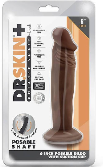 Dr. Skin Plus Posable Ρεαλιστικό Dildo με Βεντούζα Chocolate 15cm