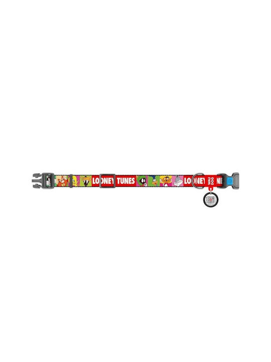 WauDog Looney Tunes Dog Collar in Red color with Smart ID 25mm x 35 - 58cm