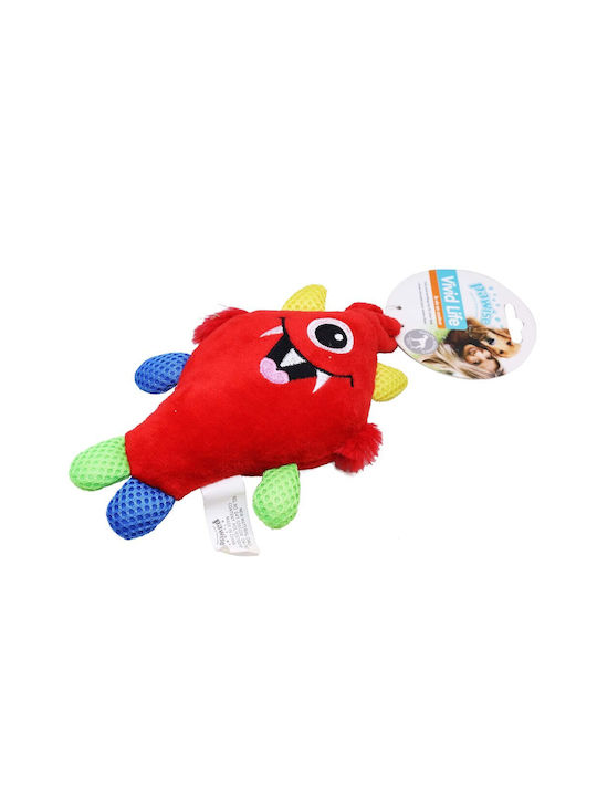 Pawise Vivid Life Little Monster Fiery Dog Toy Cuddly Small with Sound Red 17cm PW