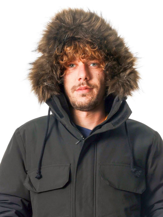 Paco & Co Herren Winter Jacke Parka Schwarz