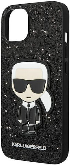 Karl Lagerfeld Glitter Flakes Ikonik Back Cover Plastic / Silicone Black (iPhone 14 Plus)
