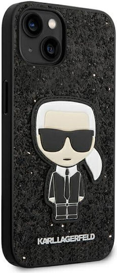Karl Lagerfeld Glitter Flakes Ikonik Back Cover Plastic / Silicone Black (iPhone 14 Plus)