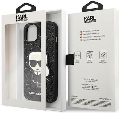 Karl Lagerfeld Glitter Flakes Ikonik Back Cover Πλαστικό / Σιλικόνης Μαύρο (iPhone 14 Plus)